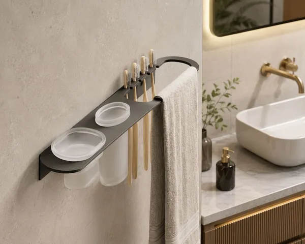 Stailess_Steel_Sleek_Napkin_ring_with_Tumbler_Holder_and_Soap_Dish_(Black)