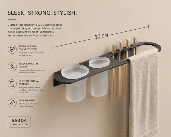 Stailess_Steel_Sleek_Napkin_ring_with_Tumbler_Holder_and_Soap_Dish_(Black)