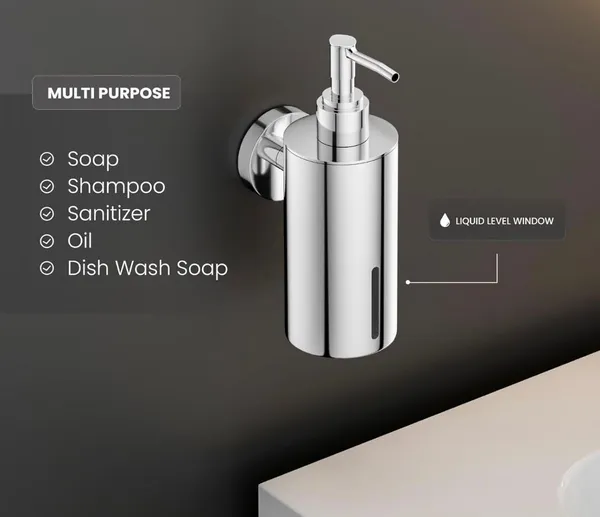304_Stainless_Steel_Modern_Chrome_Soap_Dispenser_Liquid_Window