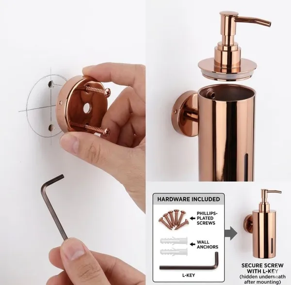 304_Stainless_Steel_Modern_Rose_Gold_Wall_Mounted_Soap_Dispenser