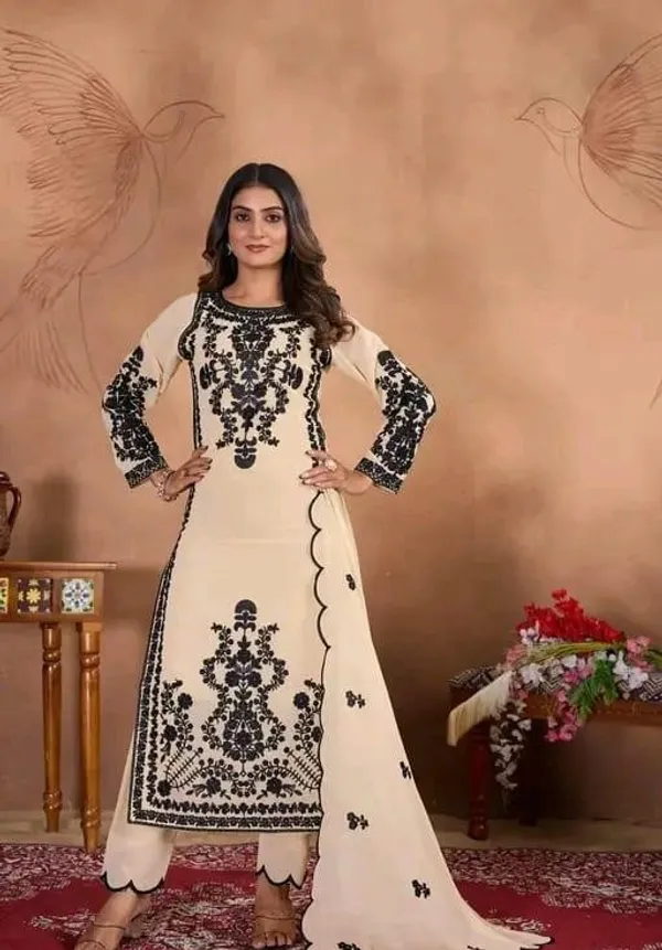 Yellow_Georgette_Embroidered_Kurta_Set_With_Dupatta_For_Women