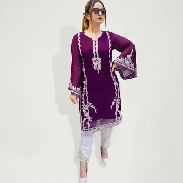 Pink_Georgette_Pakistani_Solid_Kurta_Set_For_Women