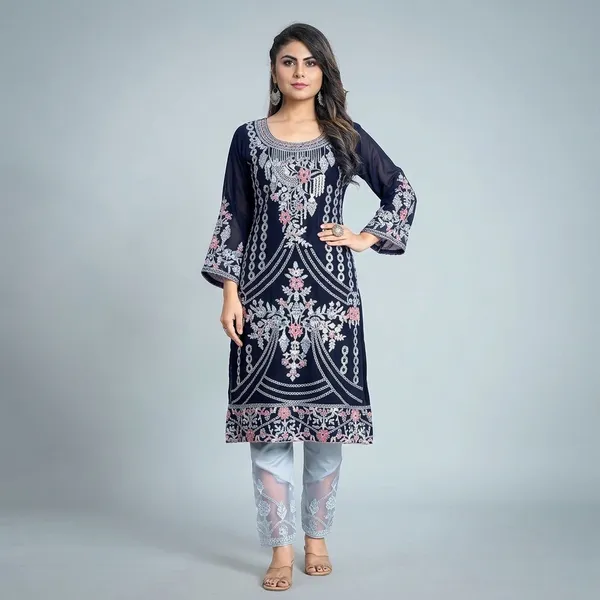 Blue_Georgette_Pakistani_Embroidered_Kurta_Set_For_Women
