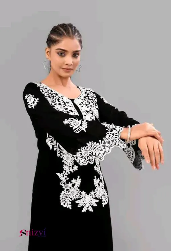 Black_Georgette_Chikankari_Embroidered_A-Line_Kurta_Set_For_Women