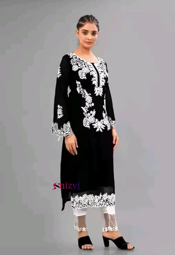 Black_Georgette_Chikankari_Embroidered_A-Line_Kurta_Set_For_Women