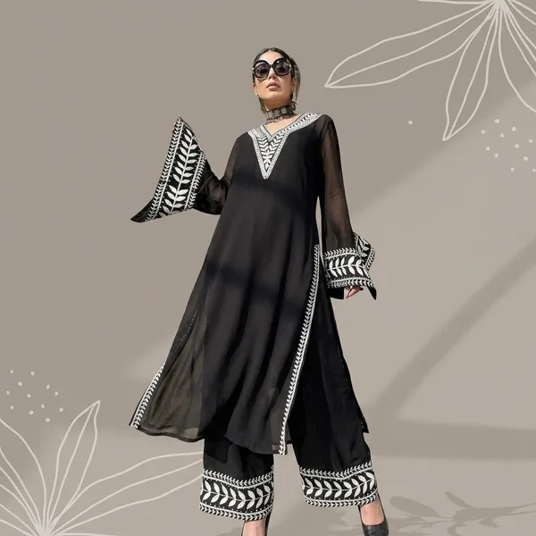 Black_Georgette_Floral_Embroidered_Kurta_Palazzo_Set_For_Women