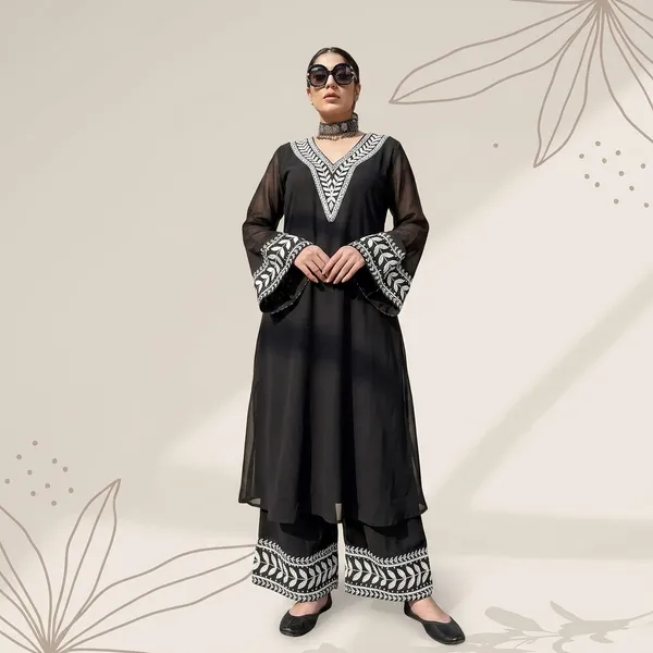 Black_Georgette_Floral_Embroidered_Kurta_Palazzo_Set_For_Women