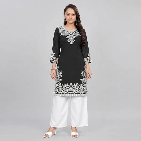 Black_Georgette_A-Line_Kurta_Set_With_Palazzo_For_Women