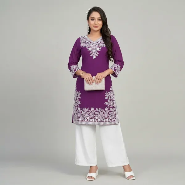 Maroon_Georgette_Straight_Kurta_Set_For_Women