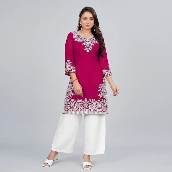 Red_Georgette_A-Line_Kurta_Set_With_Palazzo_For_Women