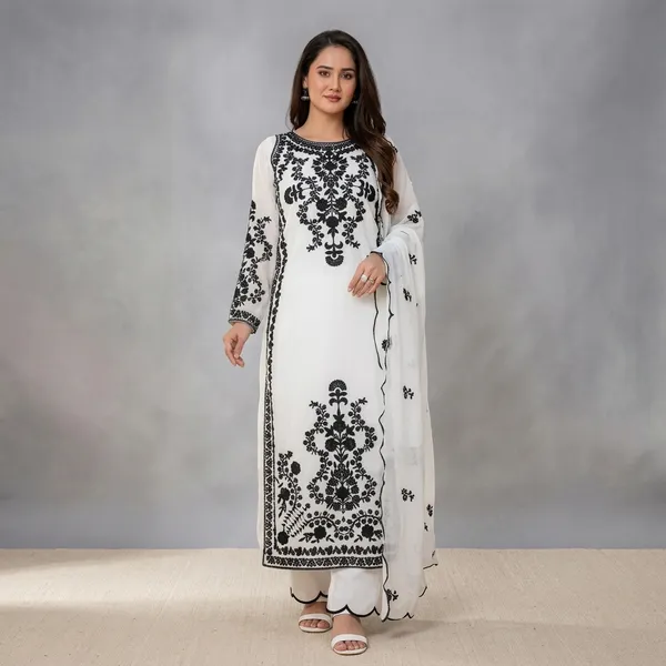 White_Georgette_Embroidered_Kurta_Set_With_Dupatta_For_Women