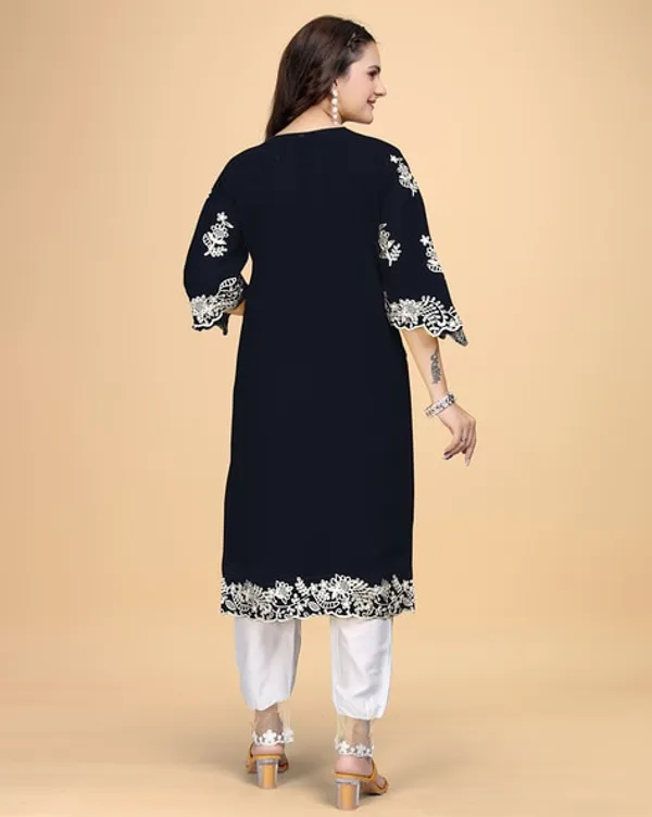 Black_Georgette_A-Line_Kurta_Set_With_Dupatta_For_Women
