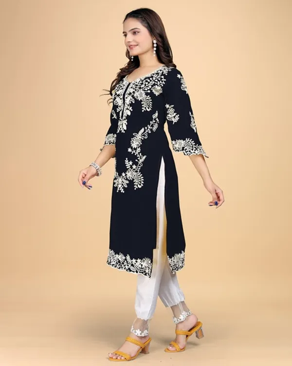 Black_Georgette_A-Line_Kurta_Set_With_Dupatta_For_Women