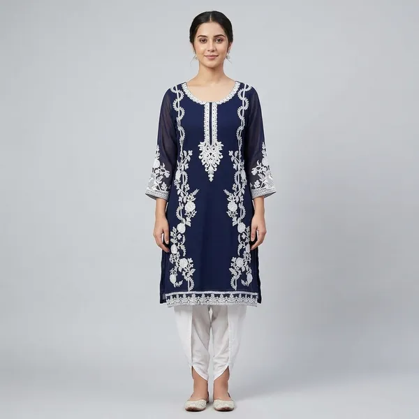 Blue_Georgette_A-Line_Kurta_Set_For_Women