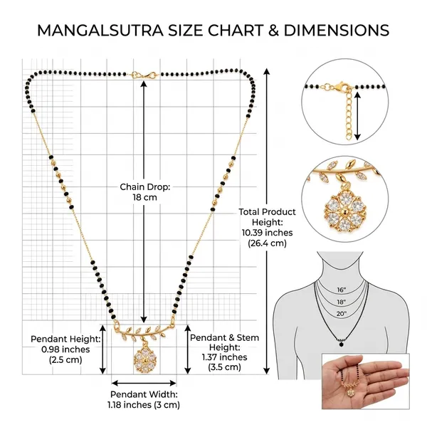 Elegant_Floral_Diamond_Mangalsutra_Necklace_|_18K_Gold_Plated_Black_Bead_Chain