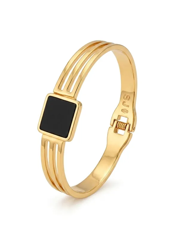 Geometric_Black_Enamel_Gold_Cuff_Bangle_|_Waterproof_Daily_Wear_Statement_Bracelet