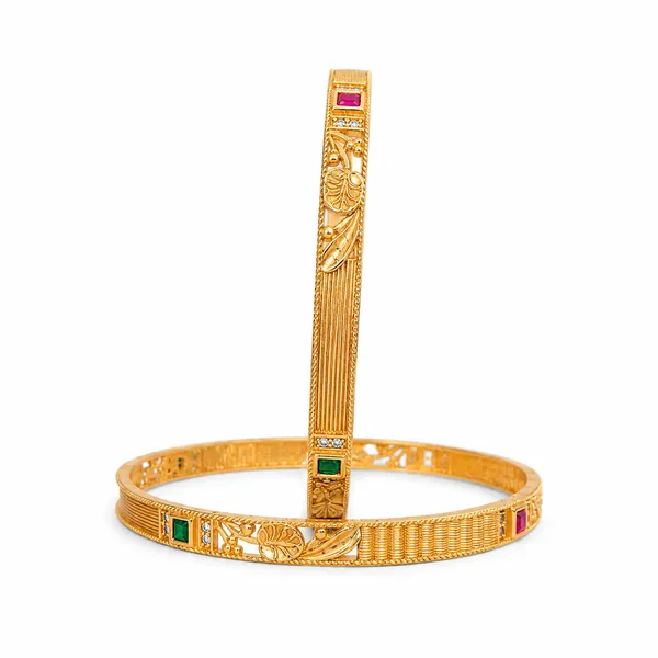 Heritage_Botanical_Gemstone_Gold_Bangles