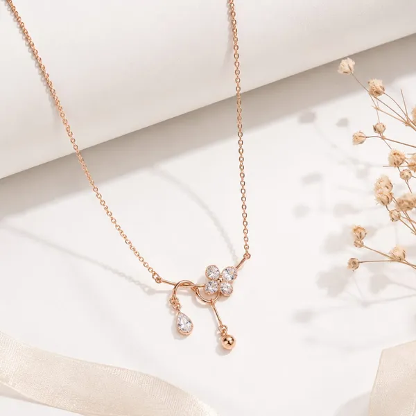 Rose_Gold_Plated_Stainless_Steel_Floral_Droplet_Pendant_Necklace