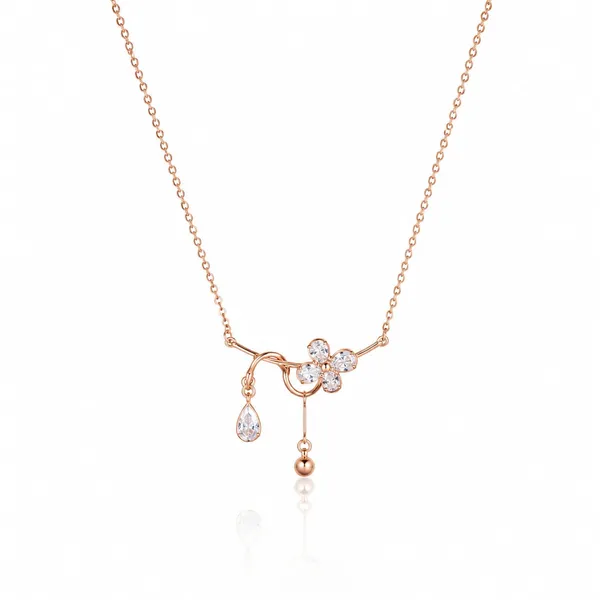 Rose_Gold_Plated_Stainless_Steel_Floral_Droplet_Pendant_Necklace