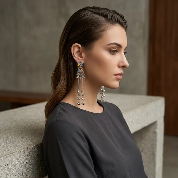 Banjara_Vibe_Oxidized_Silver_Long_Ghungroo_Hanging_Earrings