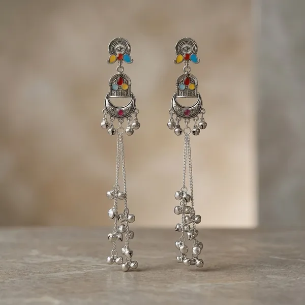 Banjara_Vibe_Oxidized_Silver_Long_Ghungroo_Hanging_Earrings