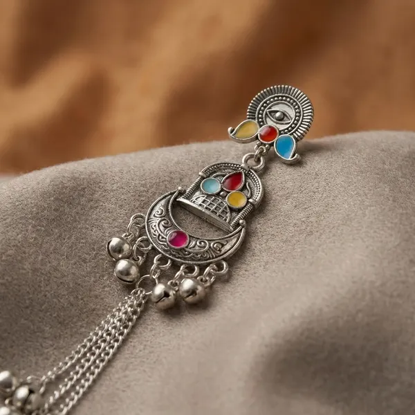 Banjara_Vibe_Oxidized_Silver_Long_Ghungroo_Hanging_Earrings