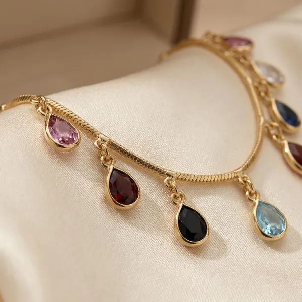 Gold_Plated_Multi_Color_Stone_Drop_Charm_Necklace