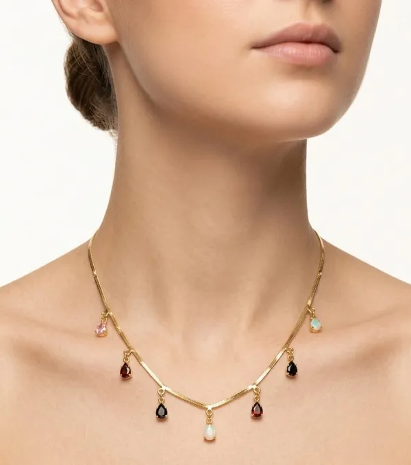 Gold_Plated_Multi_Color_Stone_Drop_Charm_Necklace
