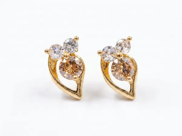 Golden_Leaf_Tri-Stone_CZ_Studs