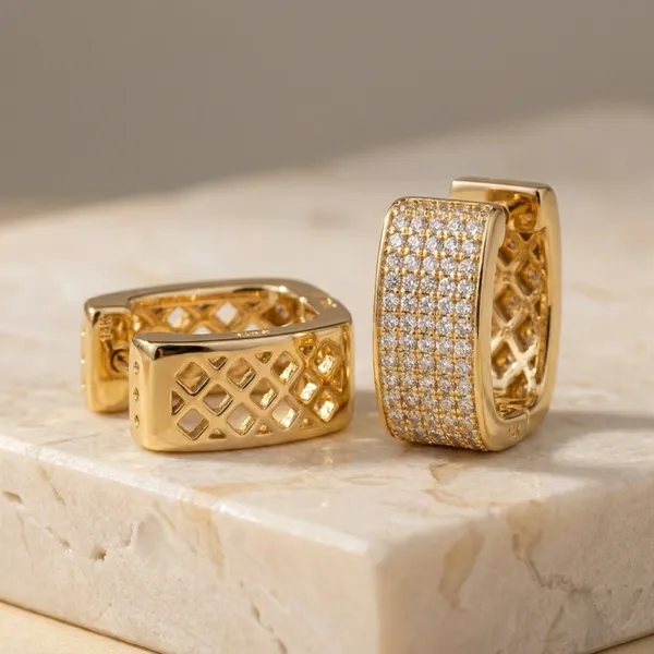 Aanyra_18K_Gold_Geometric_Micro-Pave_Huggie_Earrings