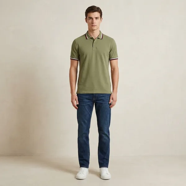 Olive_Green_Cotton_Nylon_Contrast_Collar_Regular_Fit_Polo_T-Shirt_For_Men