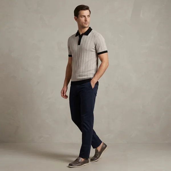 Taupe_Cotton_Nylon_Ribbed_Contrast_Trim_Regular_Fit_Polo_T-Shirt_For_Men