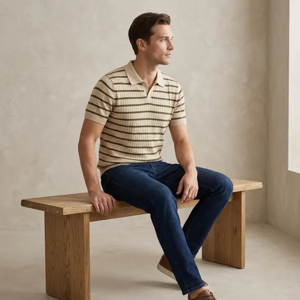 Beige_Cotton_Striped_Knit_Regular_Fit_Polo_T-Shirt_For_Men