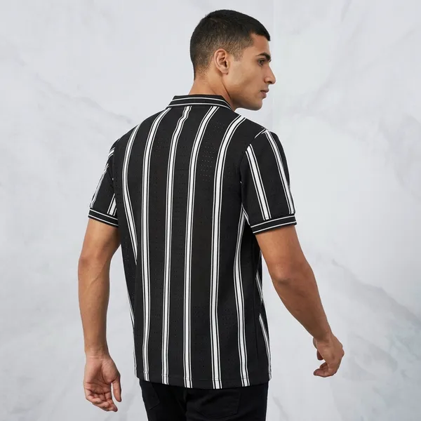Green_White_Cotton_Nylon_Striped_Polo_T-Shirt_For_Men