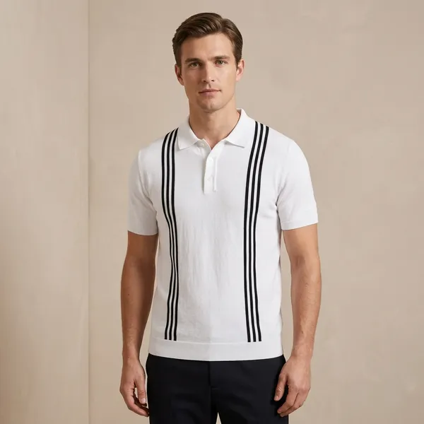 White_Regular_Fit_Vertical_Stripe_Polo_T-Shirt_For_Men