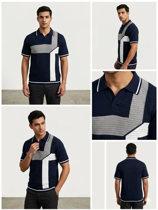 Navy_Blue_Cotton_Color_Block_Regular_Fit_Polo_T-Shirt_For_Men