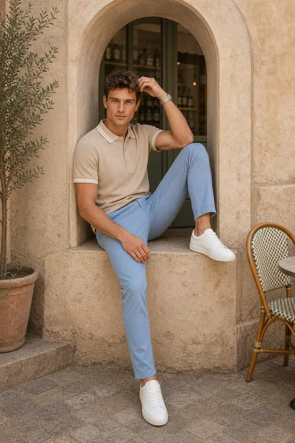 Khaki_Cotton_Striped_Collared_Polo_T-Shirt_For_Men