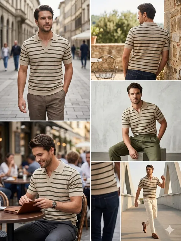 Beige_Cotton_Striped_Knit_Regular_Fit_Polo_T-Shirt_For_Men