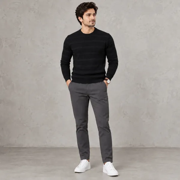 Black_Cotton_Ribbed_Knit_Crew_Neck_Pullover_T-Shirt_For_Men