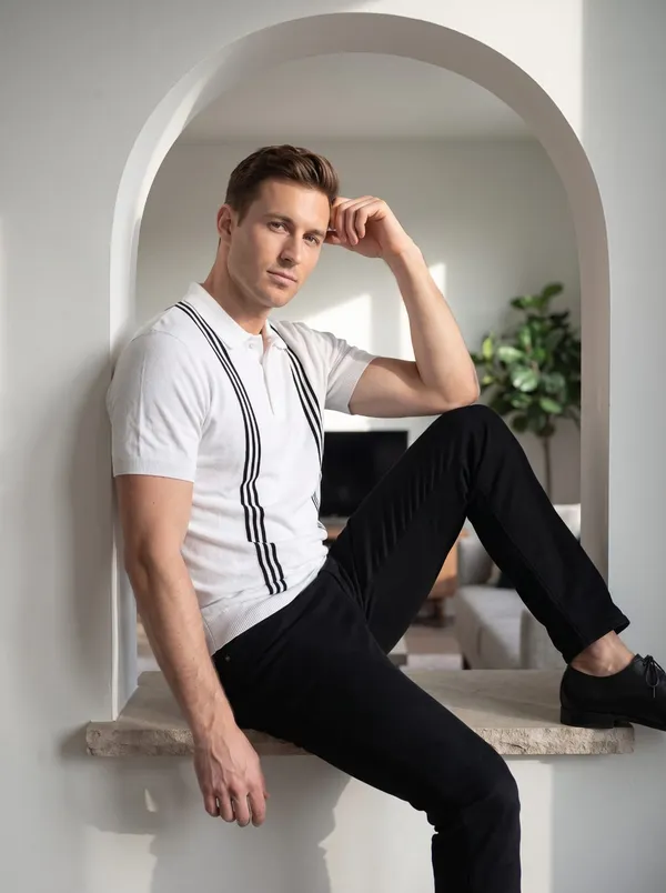 White_Regular_Fit_Vertical_Stripe_Polo_T-Shirt_For_Men