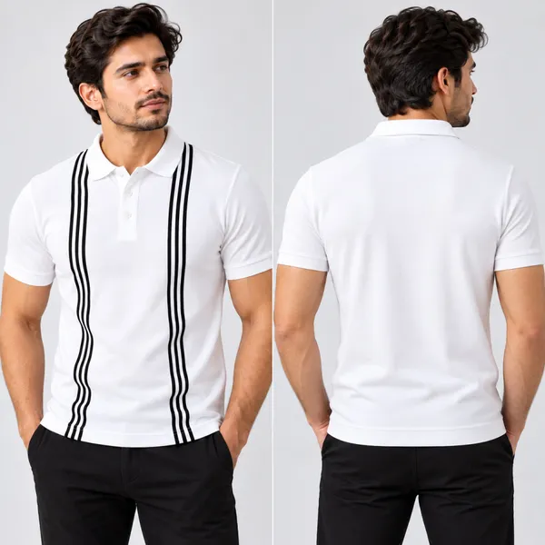 White_Regular_Fit_Vertical_Stripe_Polo_T-Shirt_For_Men