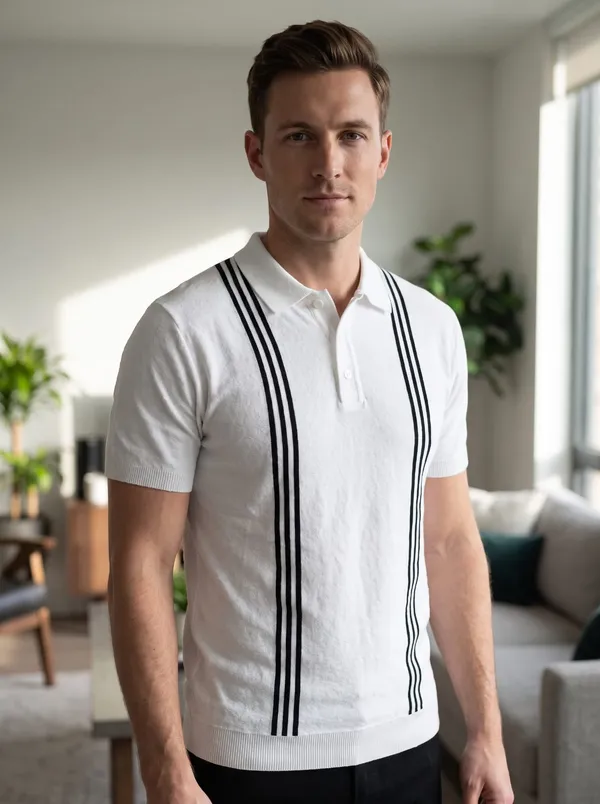 White_Regular_Fit_Vertical_Stripe_Polo_T-Shirt_For_Men