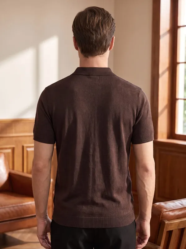 Coffee_Regular_Fit_Vertical_Stripe_Polo_T-Shirt_For_Men