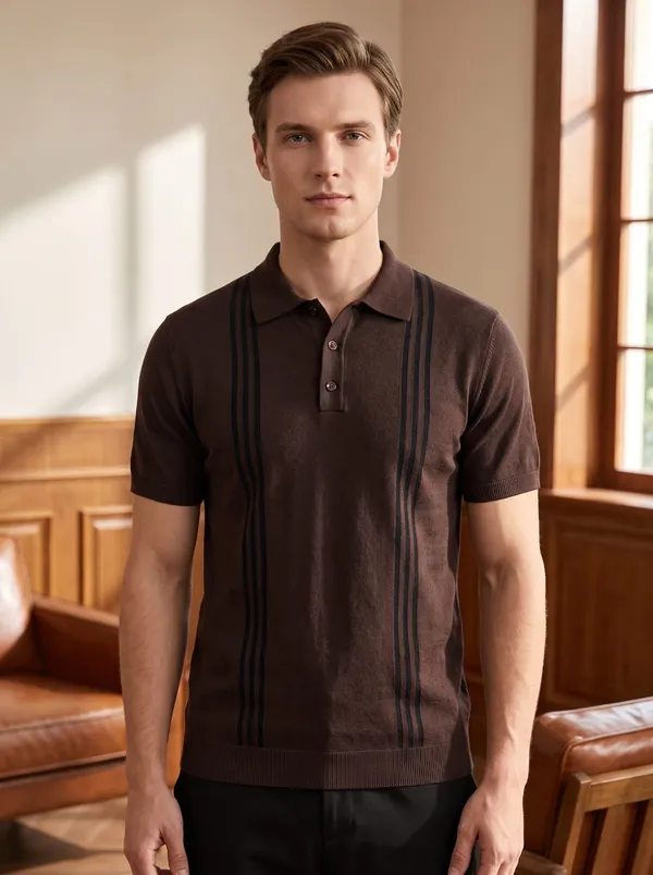 Coffee_Regular_Fit_Vertical_Stripe_Polo_T-Shirt_For_Men