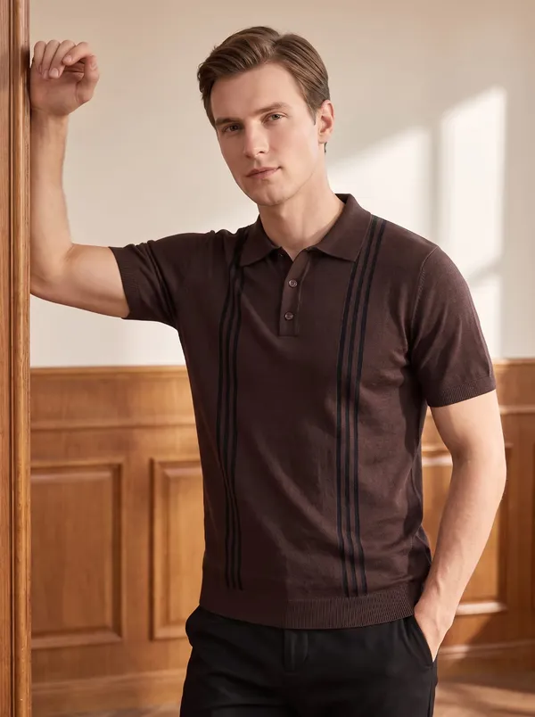 Coffee_Regular_Fit_Vertical_Stripe_Polo_T-Shirt_For_Men