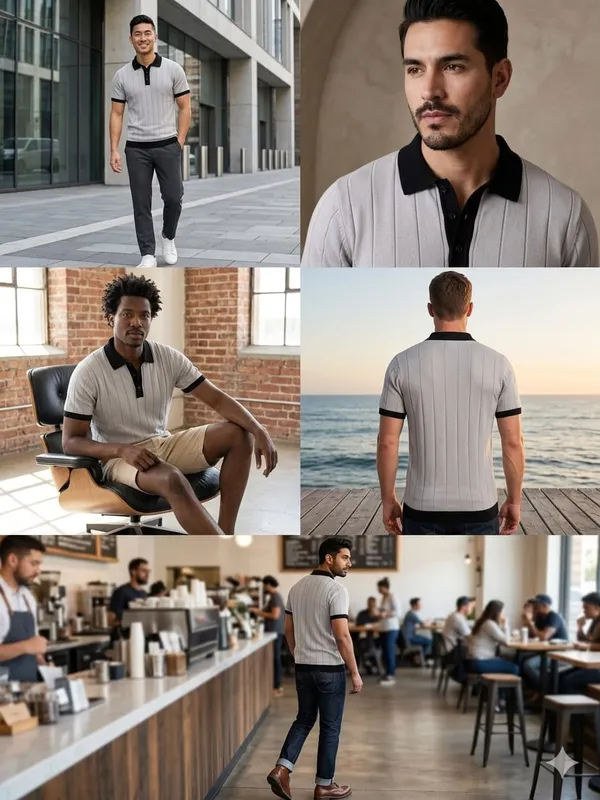 Taupe_Cotton_Nylon_Ribbed_Contrast_Trim_Regular_Fit_Polo_T-Shirt_For_Men