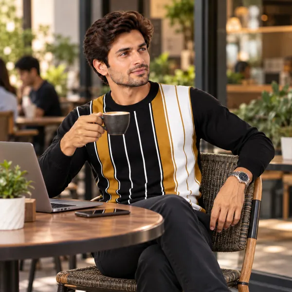 Black_Cotton_Striped_Crew_Neck_Pullover_T-Shirt_For_Men