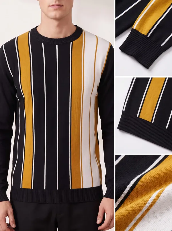 Black_Cotton_Striped_Crew_Neck_Full_Sleeve_T-Shirt_For_Men