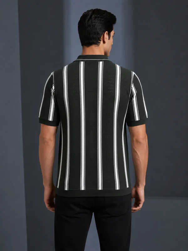 Green_White_Cotton_Nylon_Striped_Polo_T-Shirt_For_Men