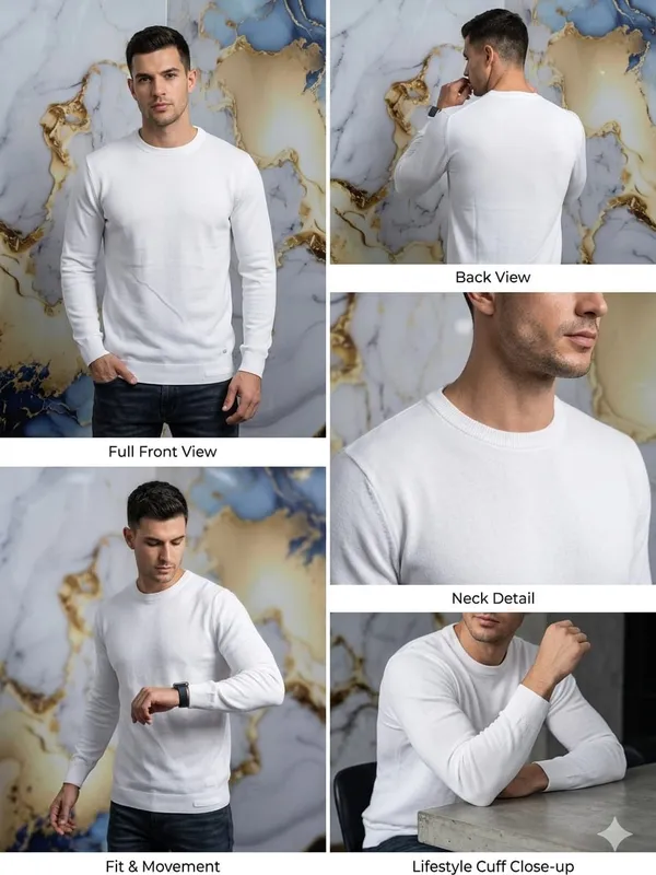 White_Cotton_Knit_Relaxed_Fit_Full_Sleeve_Crew_Neck_Pullover_For_Men